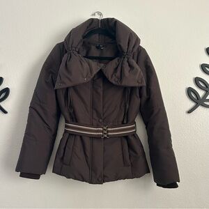 Zara Brown Belted Puffer Jacket | Size M